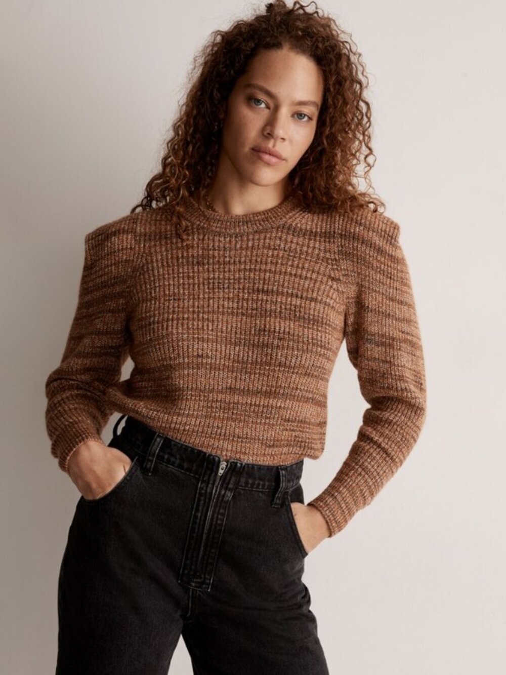 Madewell Space-Dyed Prentiss Pullover Sweater Alpaca Blend Brown S 🤎🍂